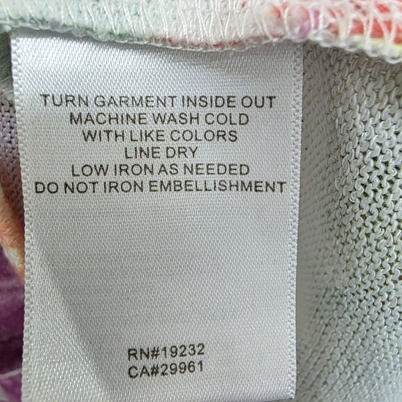 Womens Knit Top XL Floral Embellished 3/4 Sleeve V-Neck Boho Fairy Whimsical - Picture 9 of 12